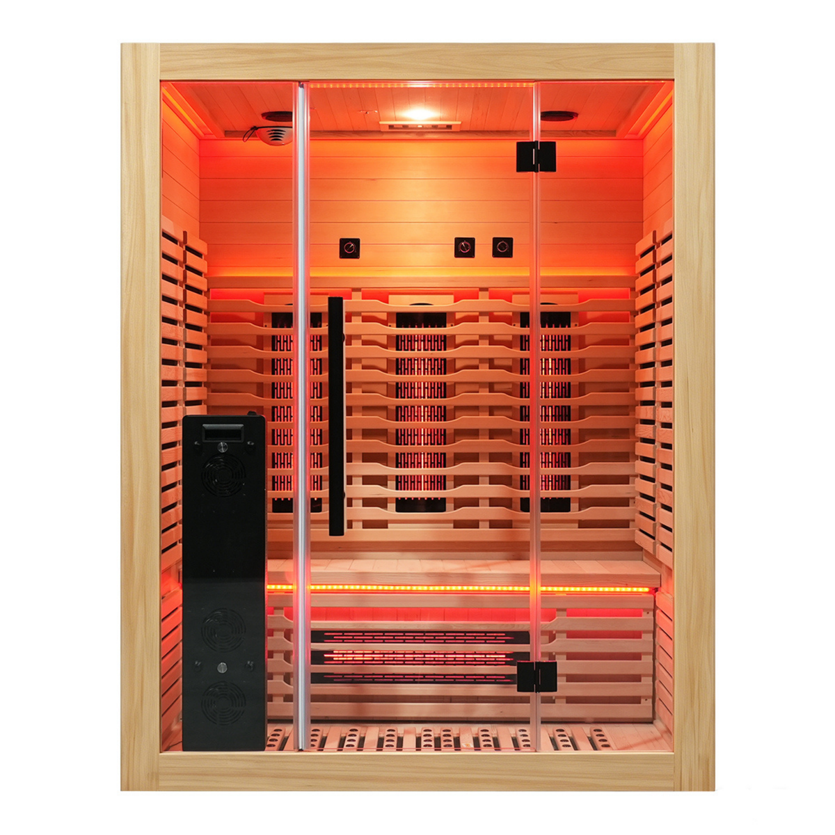 Blisspod Venetian RED 3-Person Full Spectrum Infrared Sauna with Red Light Panel, 11 Heaters and Wi-Fi Control