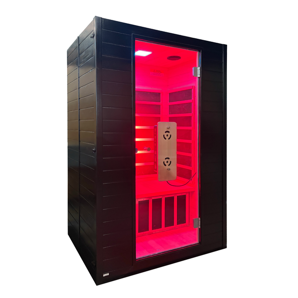Blisspod Malmo 2-Person Infrared Sauna with Red Light Panel, 5 Carbon Heaters and LED Color Lighting