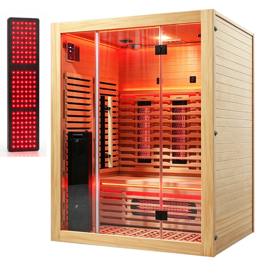 Blisspod Venetian RED 3-Person Full Spectrum Infrared Sauna with Red Light Panel, 11 Heaters and Wi-Fi Control