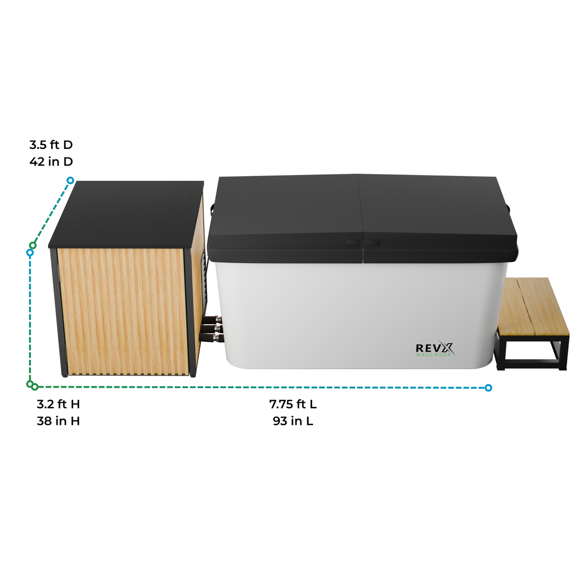 RevX X Tub Acrylic Cold Plunge with LUX 1.5 HP Chiller and Filtration System