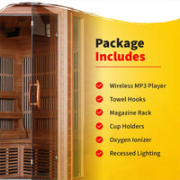 Hudson Bay 3-Person Cedar Corner Infrared Sauna with 7 Carbon Heaters