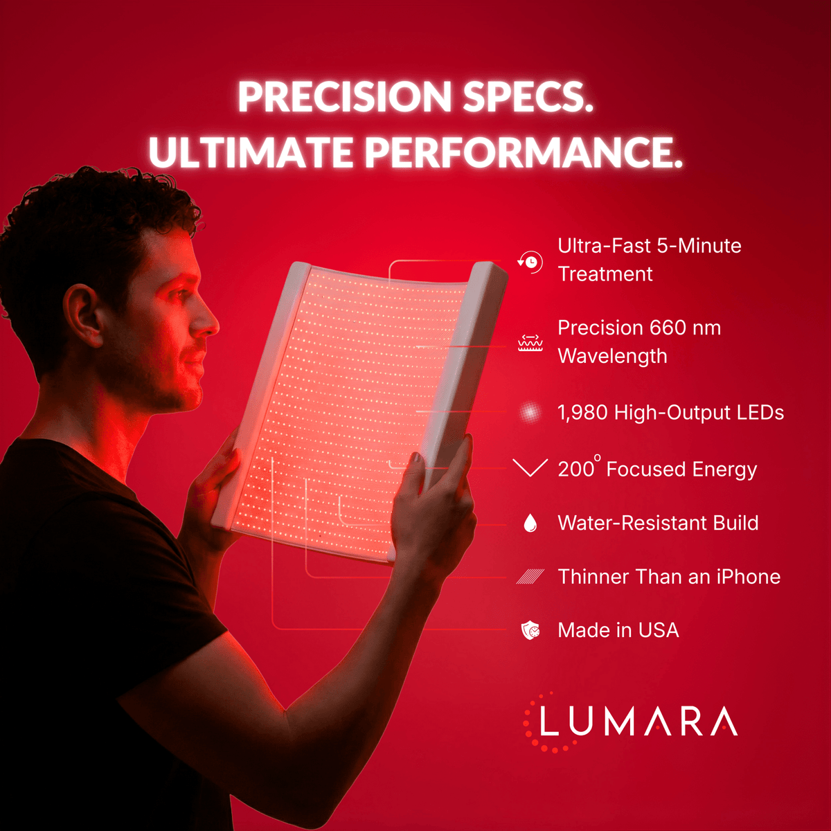 Lumara Illuminate Red V2 Red Light Therapy Panel, Thin and Flexible, 660nm