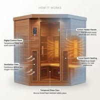 Hudson Bay 3-Person Cedar Corner Infrared Sauna with 7 Carbon Heaters — How It Works